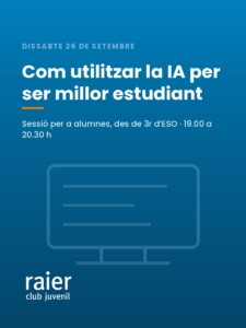 Cartell de Curs d’IA · Sessió per a alumnes, des de 3r d’ESO
